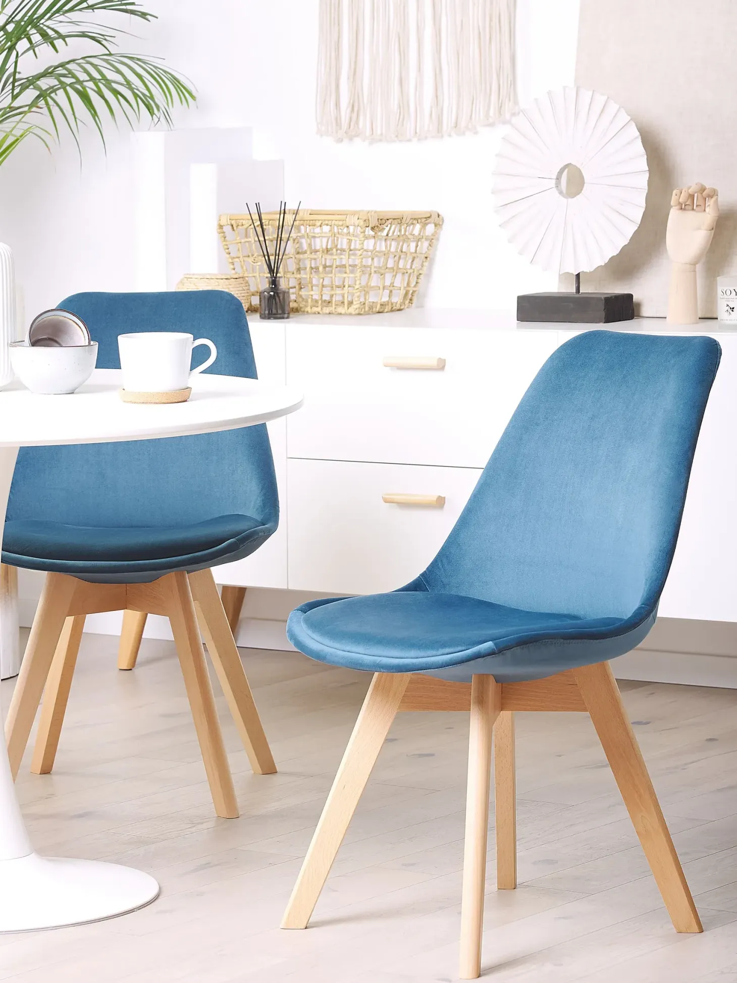 Sæt med 2 spisebordsstole DAKOTA II Velour Blå