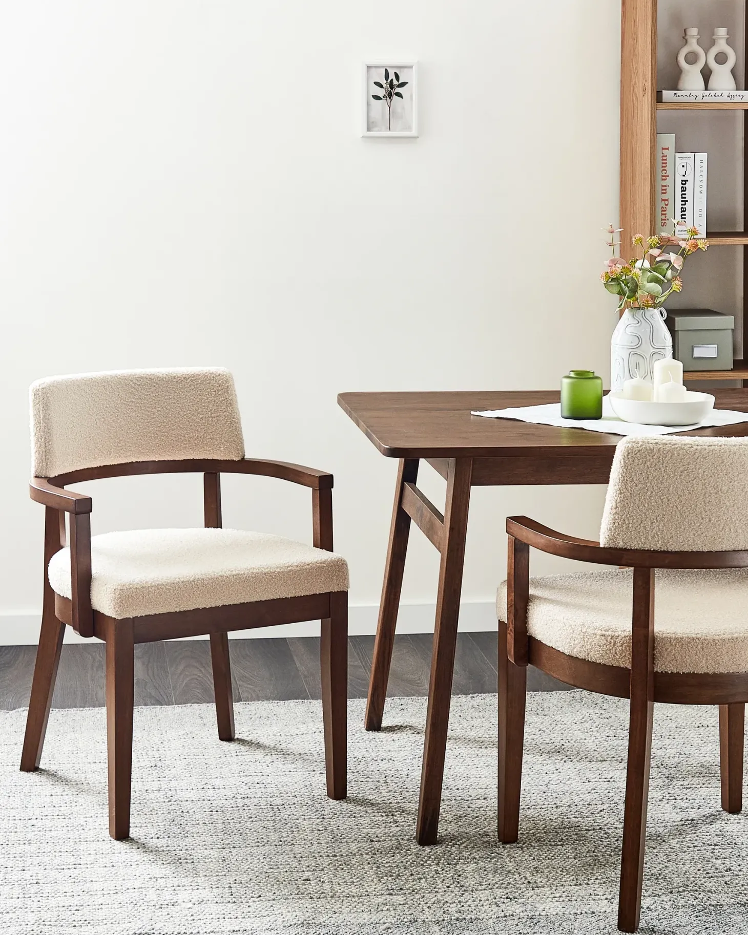 Sæt med 2 spisebordsstole DALBO Boucle Brun/lys beige
