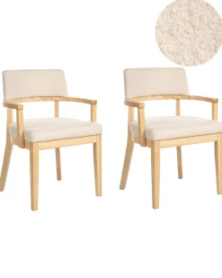 Sæt med 2 spisebordsstole DALBO Boucle Lysebrun/beige