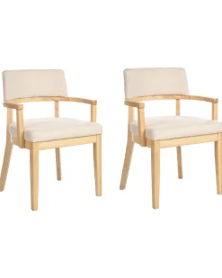 Sæt med 2 spisebordsstole DALBO Boucle Lysebrun/beige