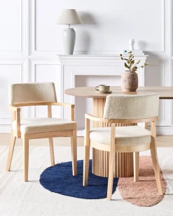 Sæt med 2 spisebordsstole DALBO Boucle Lysebrun/beige