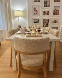 Sæt med 2 spisebordsstole DALBO Boucle Lysebrun/beige