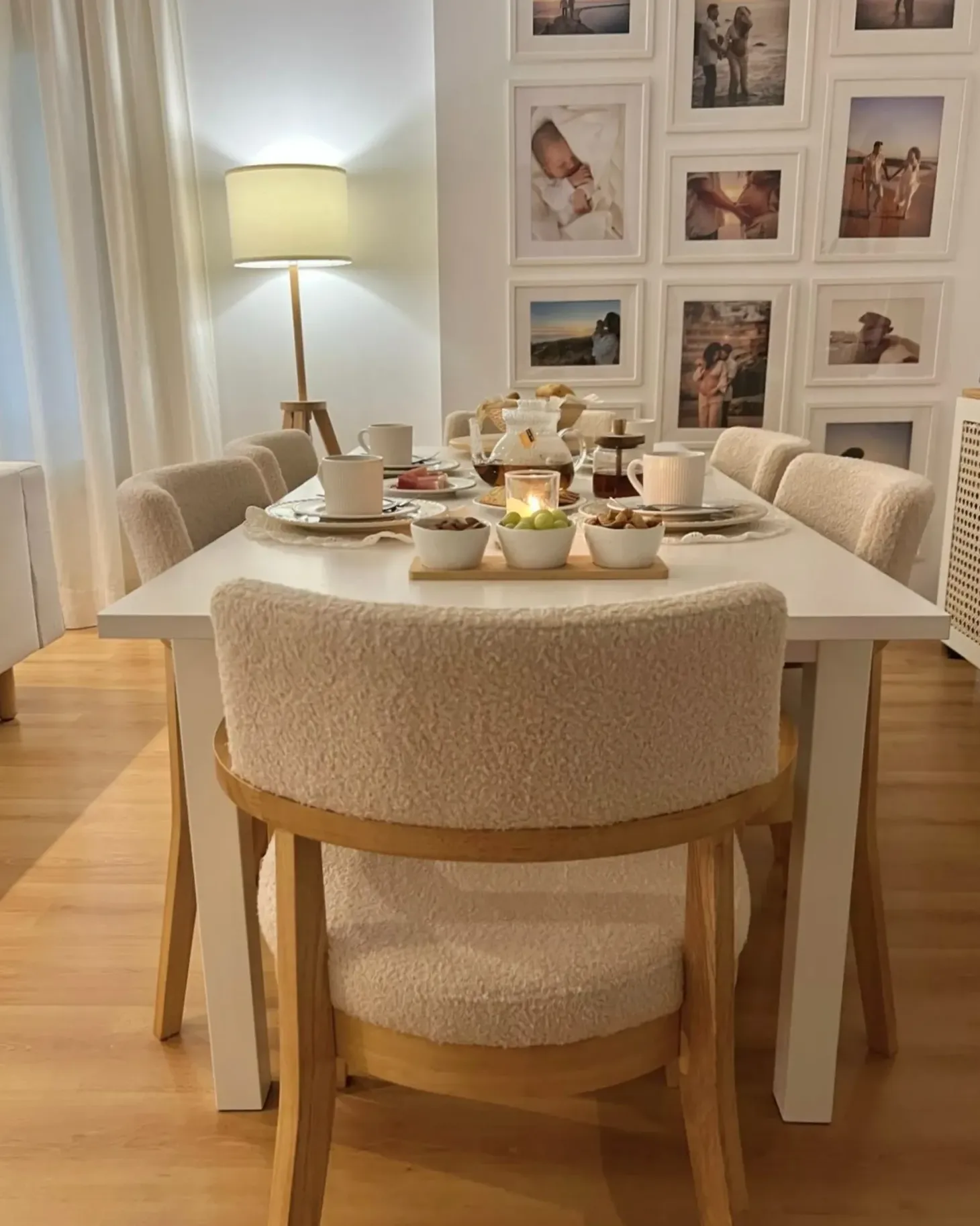Sæt med 2 spisebordsstole DALBO Boucle Lysebrun/beige