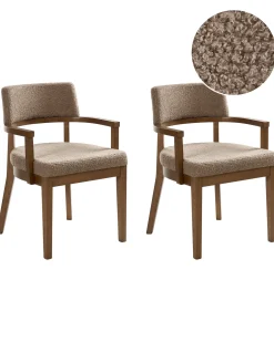 Sæt med 2 spisebordsstole DALBO Boucle Brun/taupe