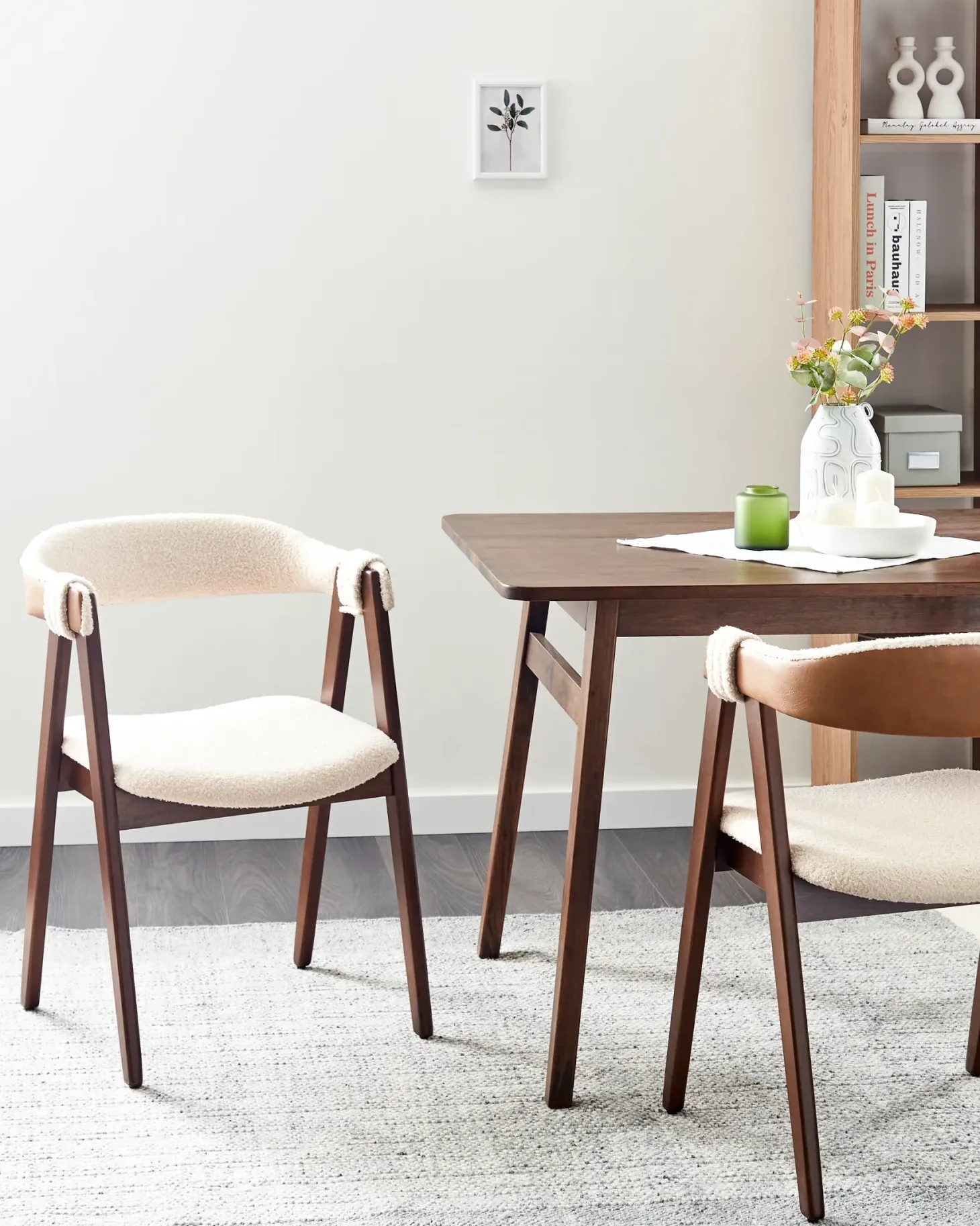 Sæt med 2 spisebordsstole DAY Boucle Mørkebrun/beige