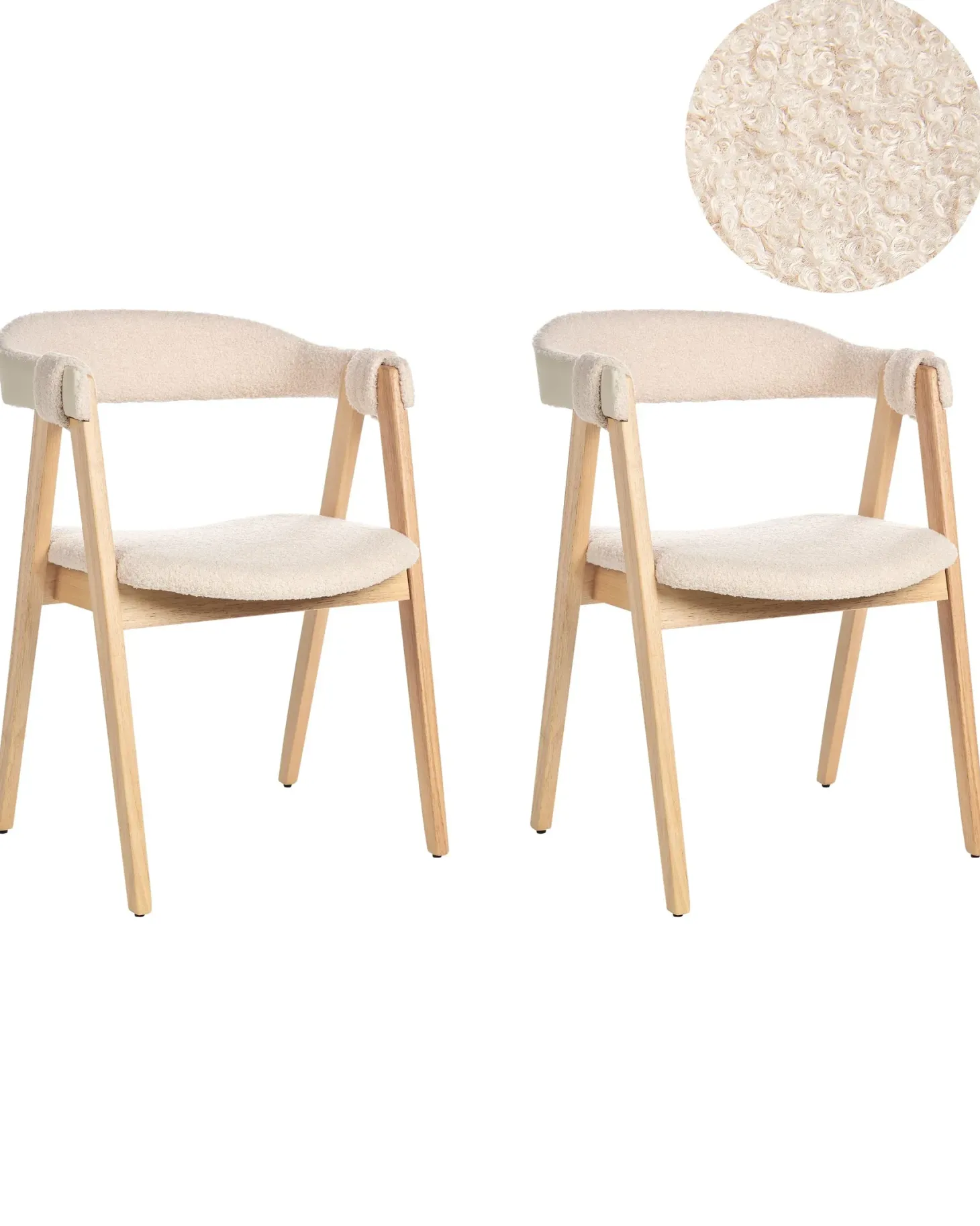 Sæt med 2 spisebordsstole DAY Boucle Lysebrun/beige