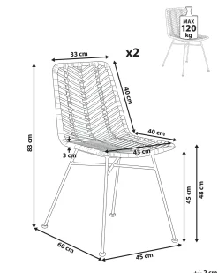 Sæt med 2 spisebordsstole DILLEY Rattan Brun