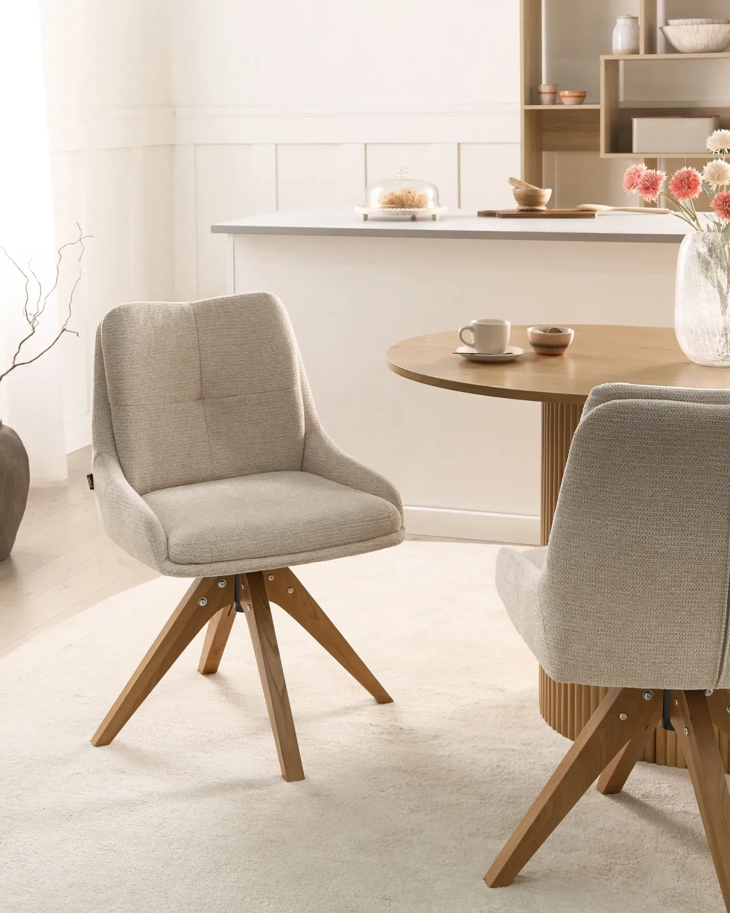Sæt med 2 spisebordsstole DORRIS Lys Beige