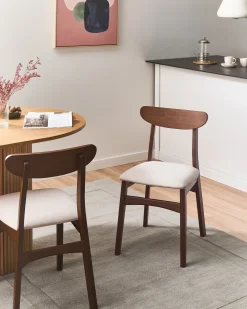 Sæt med 2 spisebordsstole DOYLE Træ Brun/lys beige