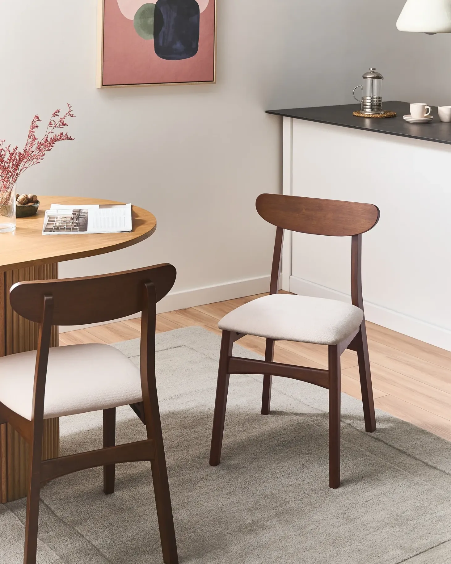 Sæt med 2 spisebordsstole DOYLE Træ Brun/lys beige
