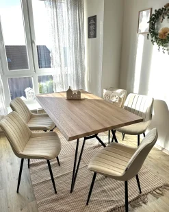 Sæt med 2 spisebordsstole DUBROVNIK Kunstlæder Lys Beige