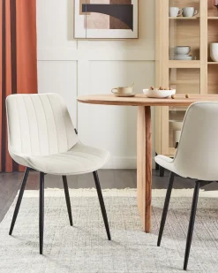 Sæt med 2 spisebordsstole DUBROVNIK Velour Lys Beige