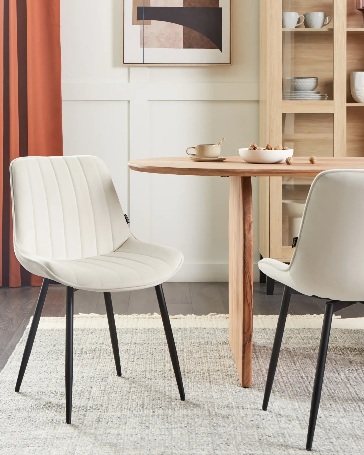 Sæt med 2 spisebordsstole DUBROVNIK Velour Lys Beige