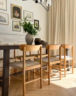 Sæt med 2 spisebordsstole EAGAN Træ Lysebrun/beige