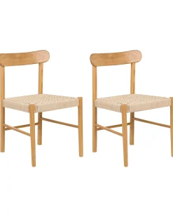 Sæt med 2 spisebordsstole EAGAN Træ Lysebrun/beige