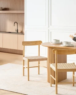 Sæt med 2 spisebordsstole EAGAN Træ Lysebrun/beige