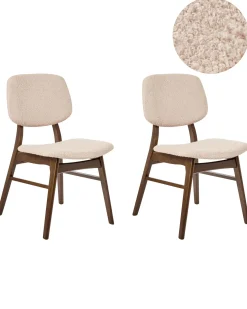 Sæt med 2 spisebordsstole ELAINE Boucle Mørkebrun/beige