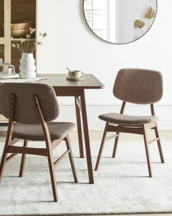 Sæt med 2 spisebordsstole ELAINE Boucle Mørkebrun/taupe