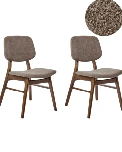 Sæt med 2 spisebordsstole ELAINE Boucle Mørkebrun/taupe
