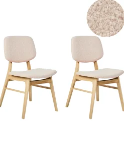 Sæt med 2 spisebordsstole ELAINE Boucle Lysebrun/beige