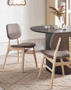 Sæt med 2 spisebordsstole ELAINE Boucle Lysebrun/taupe