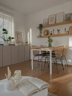 Sæt med 2 spisebordsstole ELFROS Rattan Naturlig