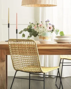 Sæt med 2 spisebordsstole ELFROS Rattan Naturlig
