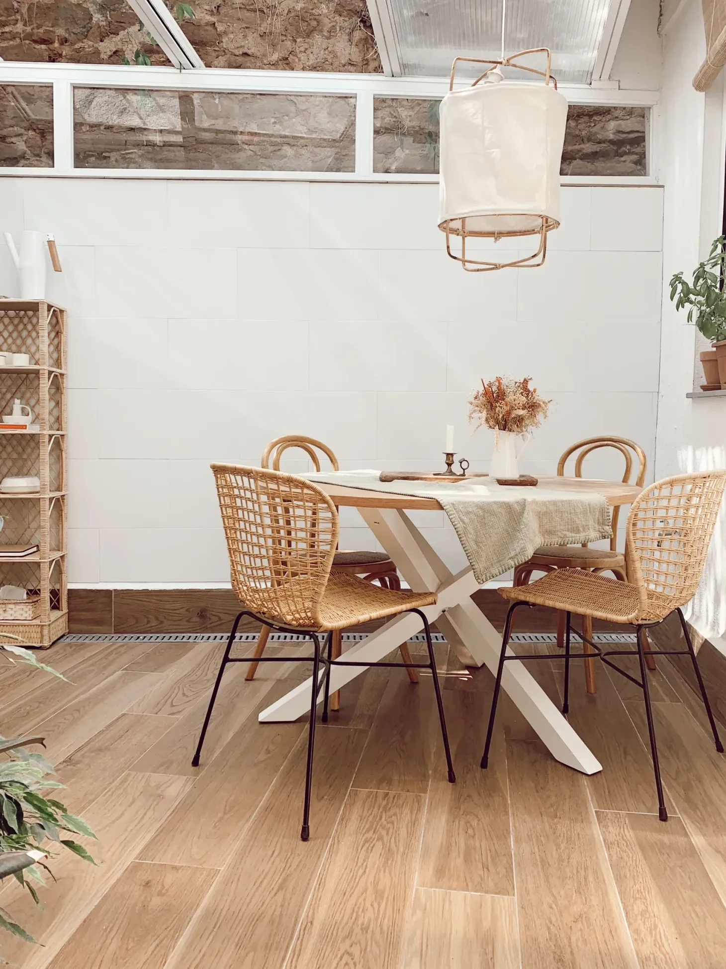 Sæt med 2 spisebordsstole ELFROS Rattan Naturlig
