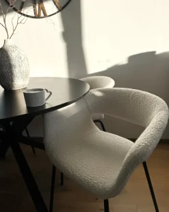 Sæt med 2 spisebordsstole ELMA Boucle Cremehvid