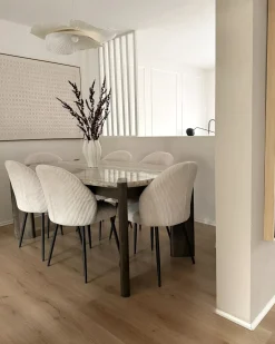 Sæt med 2 spisebordsstole ELOY Fløjl Cremehvid