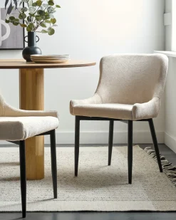 Sæt med 2 spisebordsstole EVERLY Lys Beige
