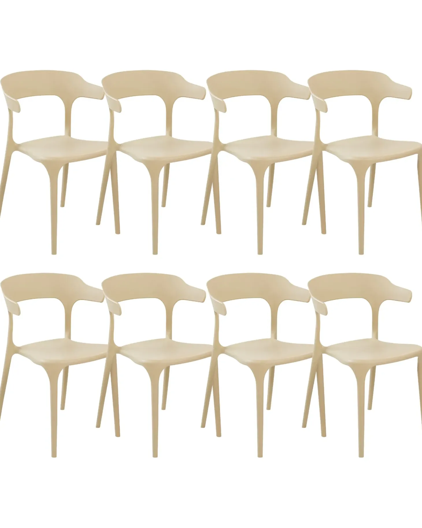 Sæt med 8 spisebordsstole GUBBIO Sand Beige
