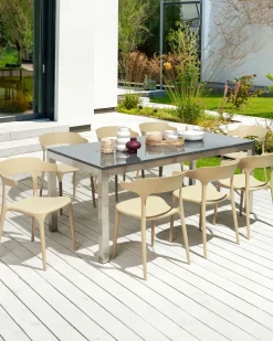 Sæt med 8 spisebordsstole GUBBIO Sand Beige