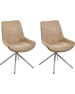 Sæt med 2 spisebordsstole HAILEY Kunstruskind Beige