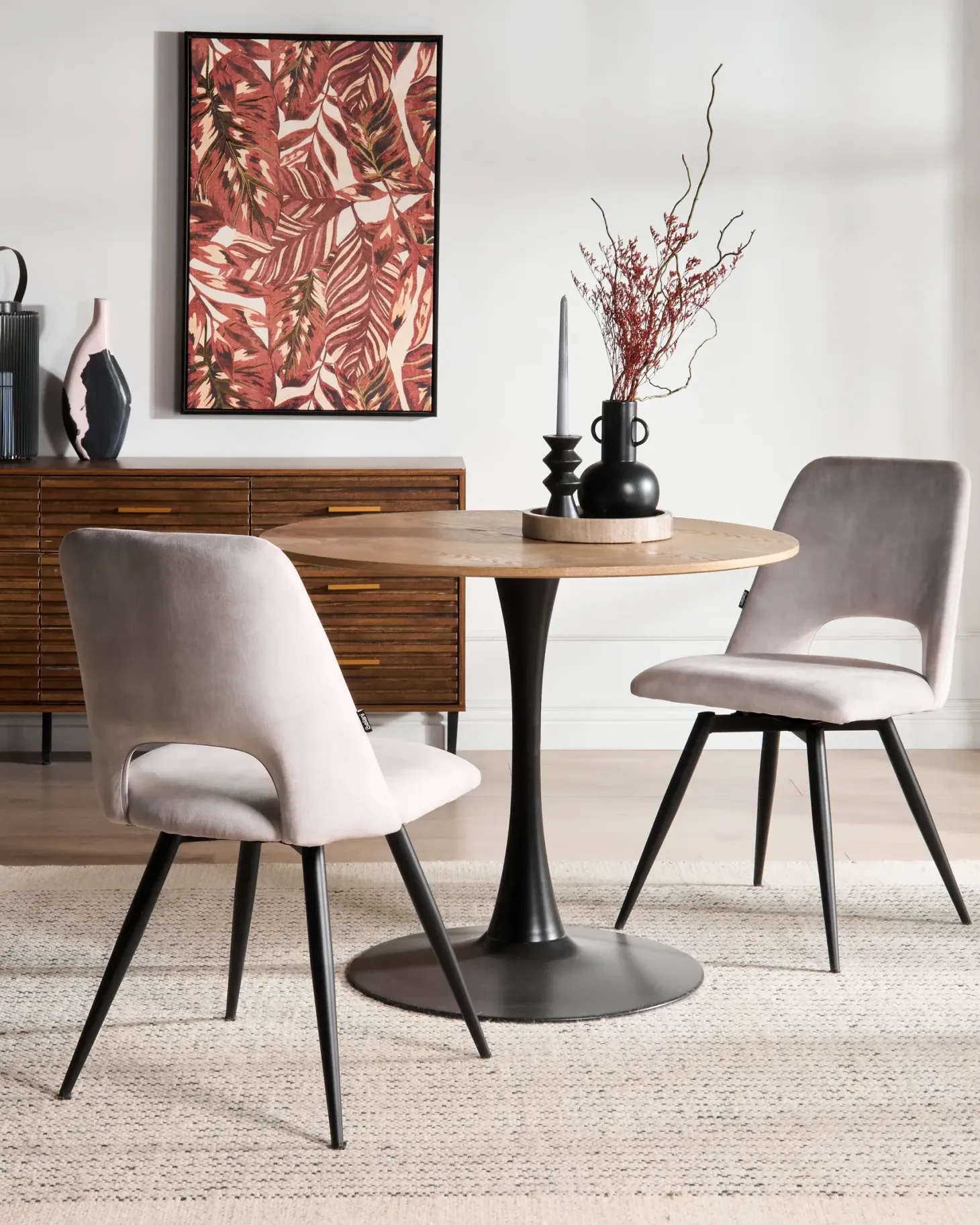 Sæt med 2 spisebordsstole HALLETT Velour Lys Beige