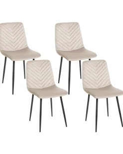 Sæt med 4 spisebordsstole HAVRE Velour Beige