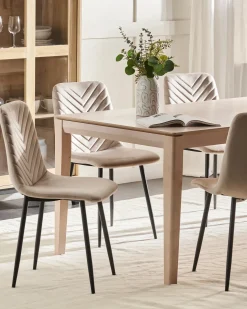 Sæt med 4 spisebordsstole HAVRE Velour Beige