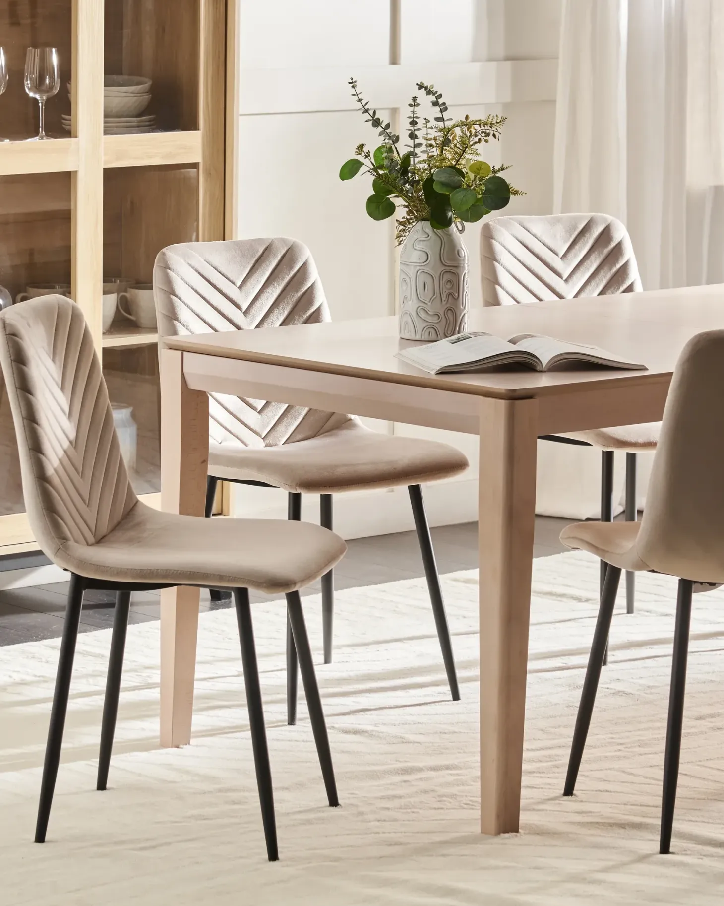Sæt med 4 spisebordsstole HAVRE Velour Beige