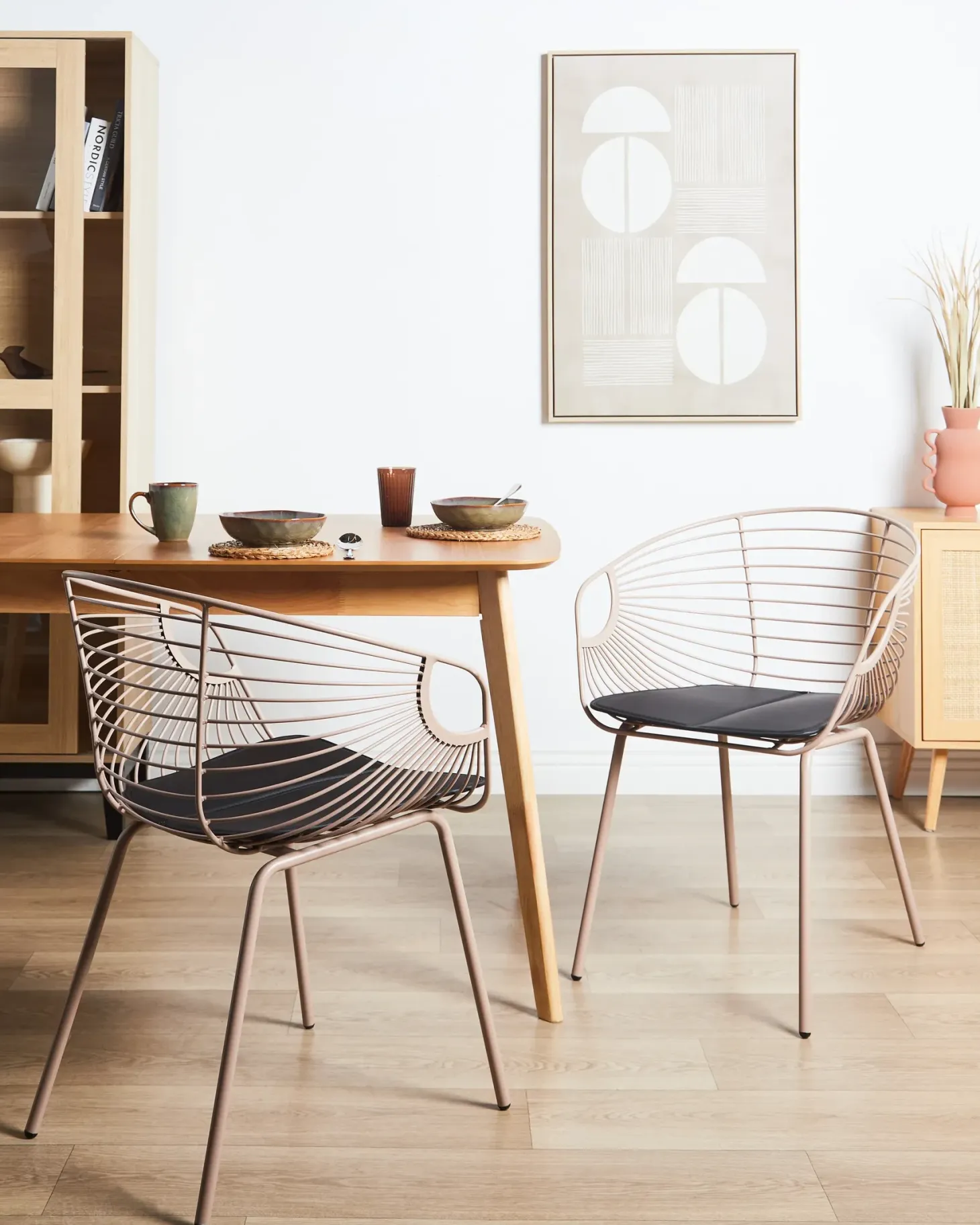 Sæt med 2 spisebordsstole HOBACK Metal Beige