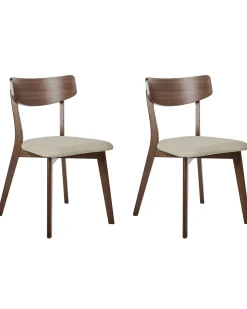 Sæt med 2 spisebordsstole HOLLY Træ Brun/beige