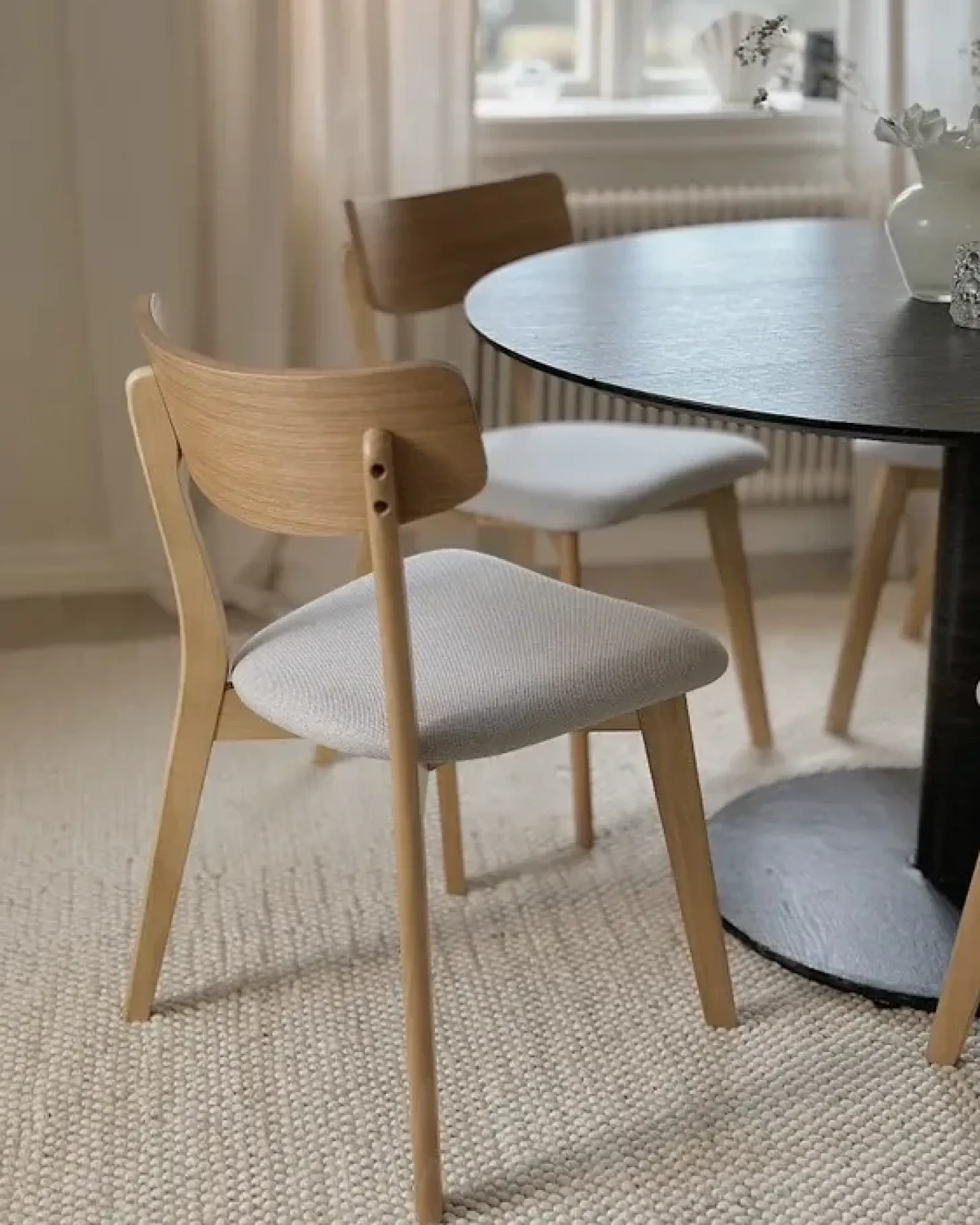 Sæt med 2 spisebordsstole HOLLY Træ Lysebrun/grå