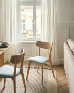 Sæt med 2 spisebordsstole HOLLY Træ Lysebrun/ Mint