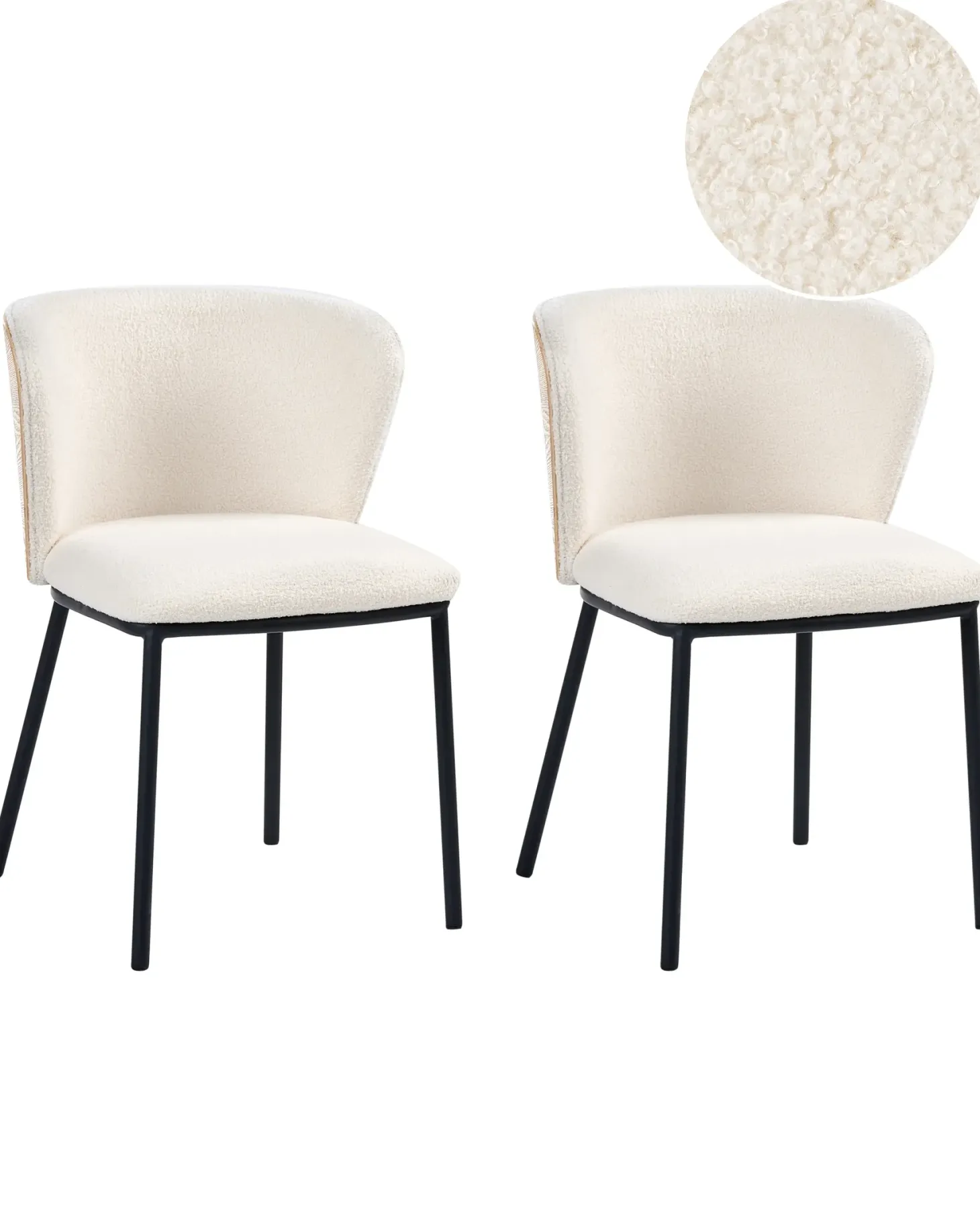 Sæt med 2 spisebordsstole HOSKIN Boucle Cremehvid