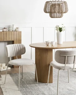 Sæt med 2 spisebordsstole IRINS Chenille Lys Beige