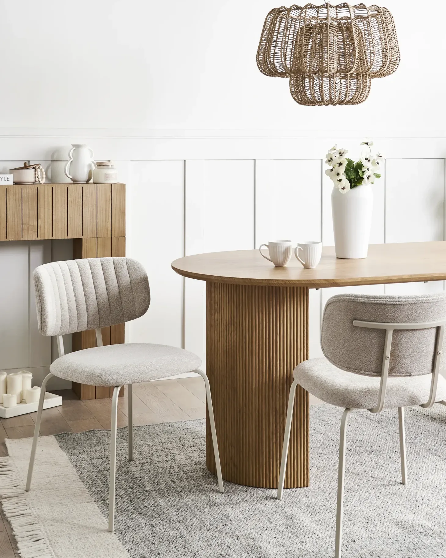 Sæt med 2 spisebordsstole IRINS Chenille Lys Beige