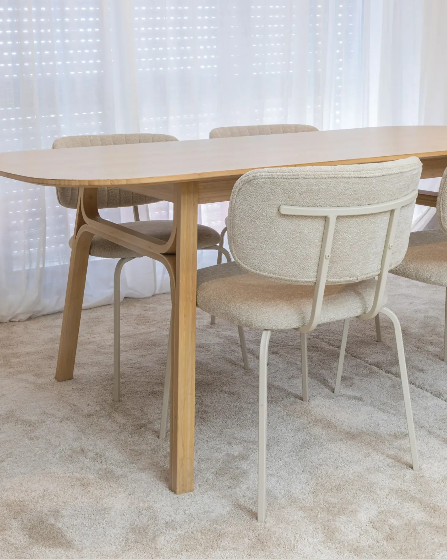Sæt med 2 spisebordsstole IRINS Chenille Lys Beige