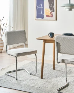 Sæt med 2 spisebordsstole IRWIN Fløjl Cremehvid