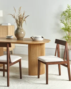 Sæt med 2 spisebordsstole ISLE Træ Brun/beige