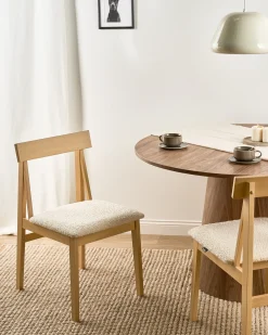 Sæt med 2 spisebordsstole ISLE Træ Lysebrun/beige