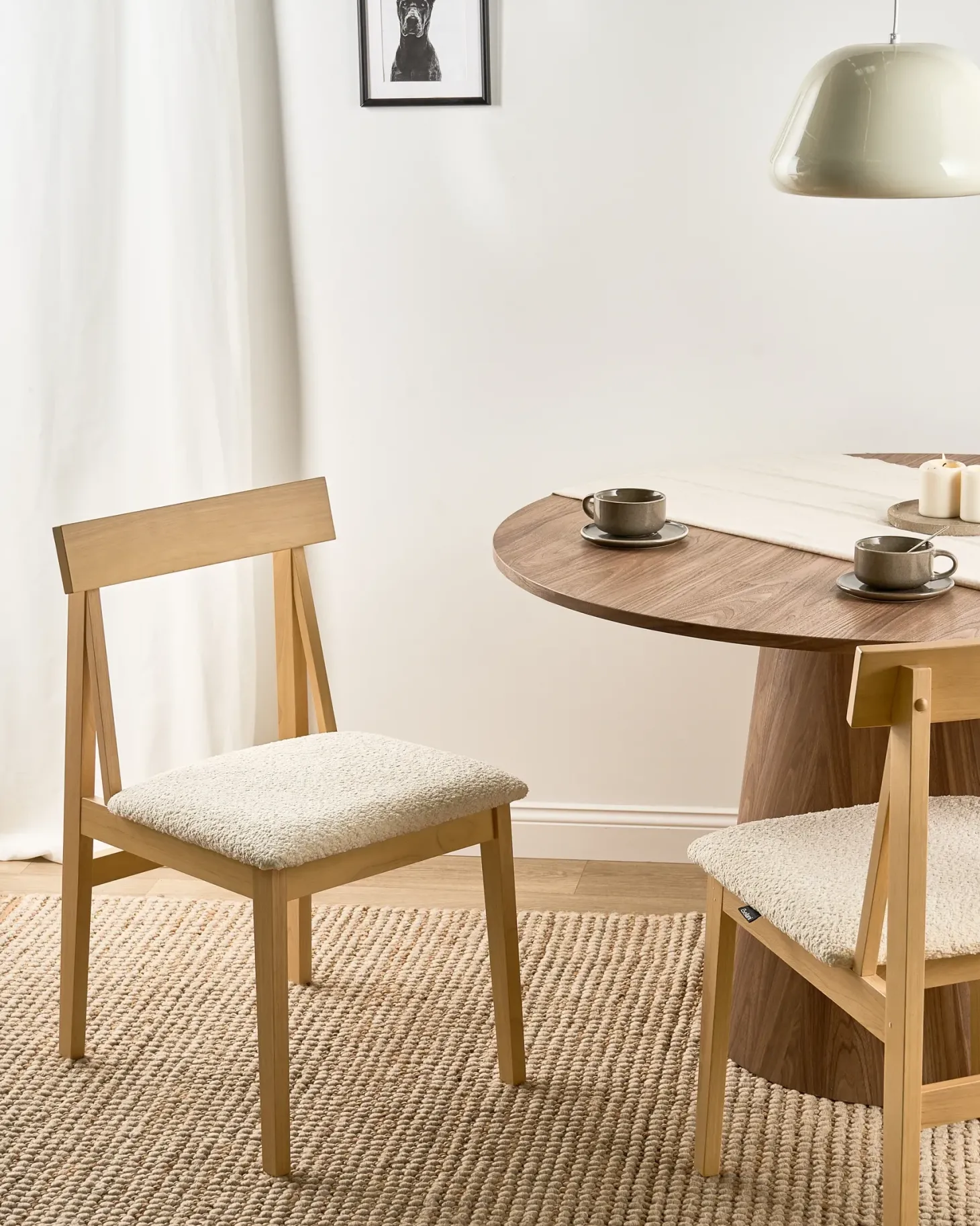 Sæt med 2 spisebordsstole ISLE Træ Lysebrun/beige